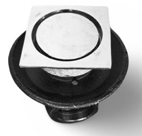 COLADERA DE FO.FO PARA INSERTO CERAMICO REDONDO CON UNA BOCA Y SALIDA DE 2 LATON CROMADO