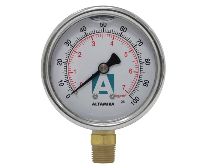 MANOMETRO ALTAMIRA GLICER 0-100PSI 1/4" M
