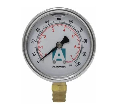 MANOMETRO ALTAMIRA 0-100PSI A.INOX 1/4" M