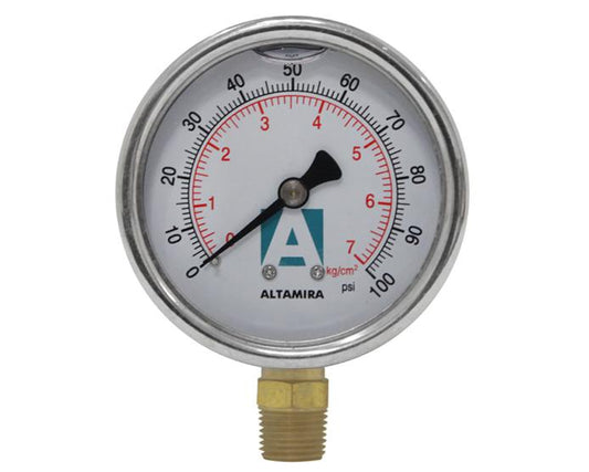 MANOMETRO ALTAMIRA GLICER 0-100PSI 1/4" M