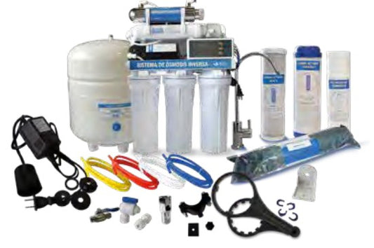 OSMOSIS INVERSA AQUEX 100 GPD, 6 ETAPAS, CON BOMBA, TDS, UV